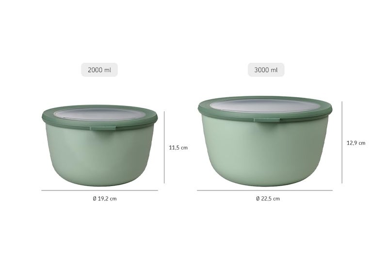 Mepal Cirqula 68oz/2,000ml Multi Food Storage & Serving Tall Bowls with Transparent Lids | Perfect for Food Prep | Microwave & Dishwasher Safe | Nordic Blue | Made in Holland - Image 3